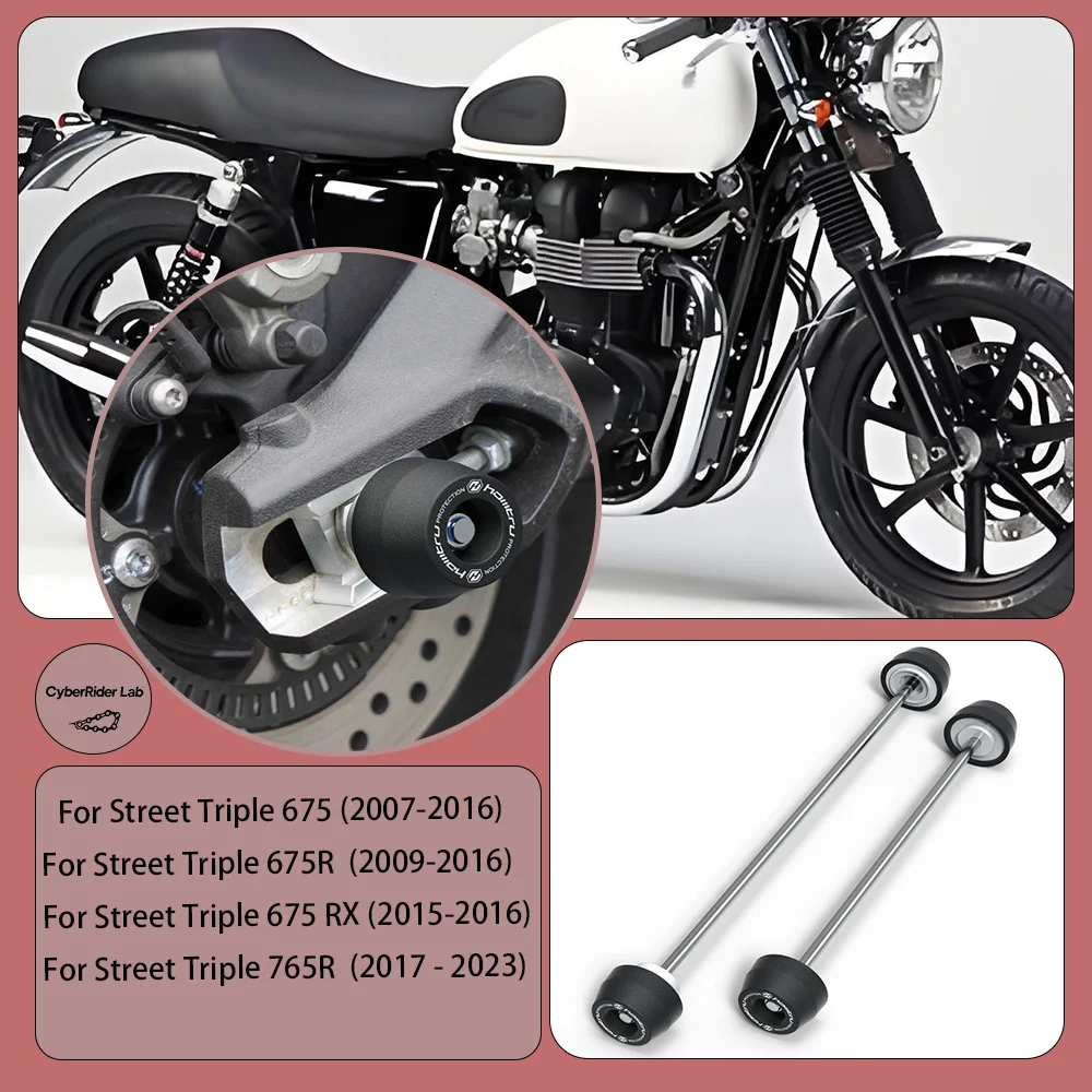 

For Triumph Street Triple 765/675/660 R/S/RS/RX (2007-2023) Wheel Spindle Anti-Crash Guards - Motorcycle Protection Parts Kit​