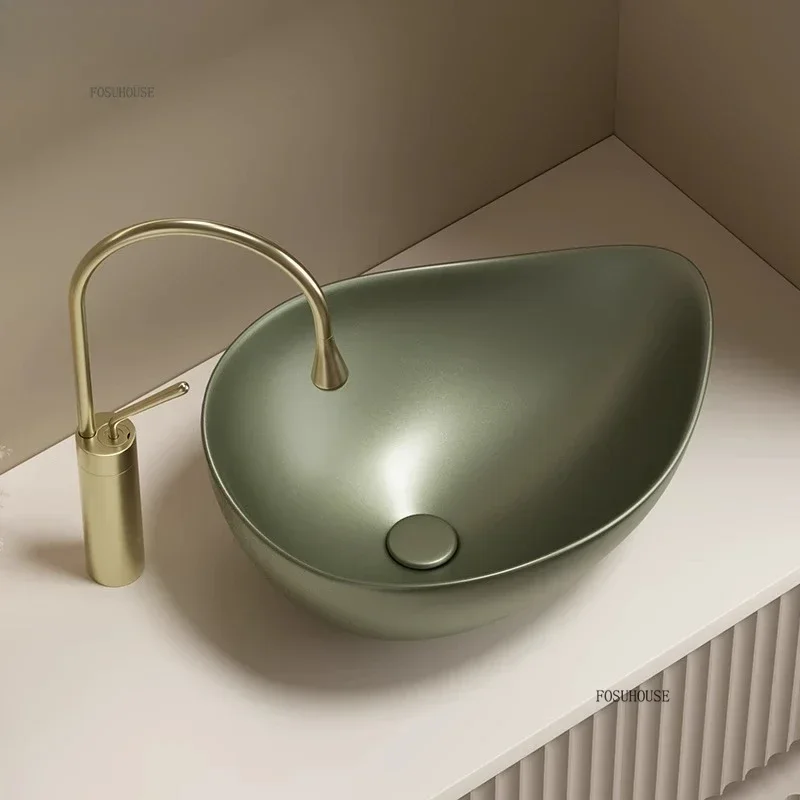 High-grade Ceramic Bathroom Sinks Above Counter Basin Household Toilet Washbasin Creative Hotel Balcony Deepened Wash Basins EE