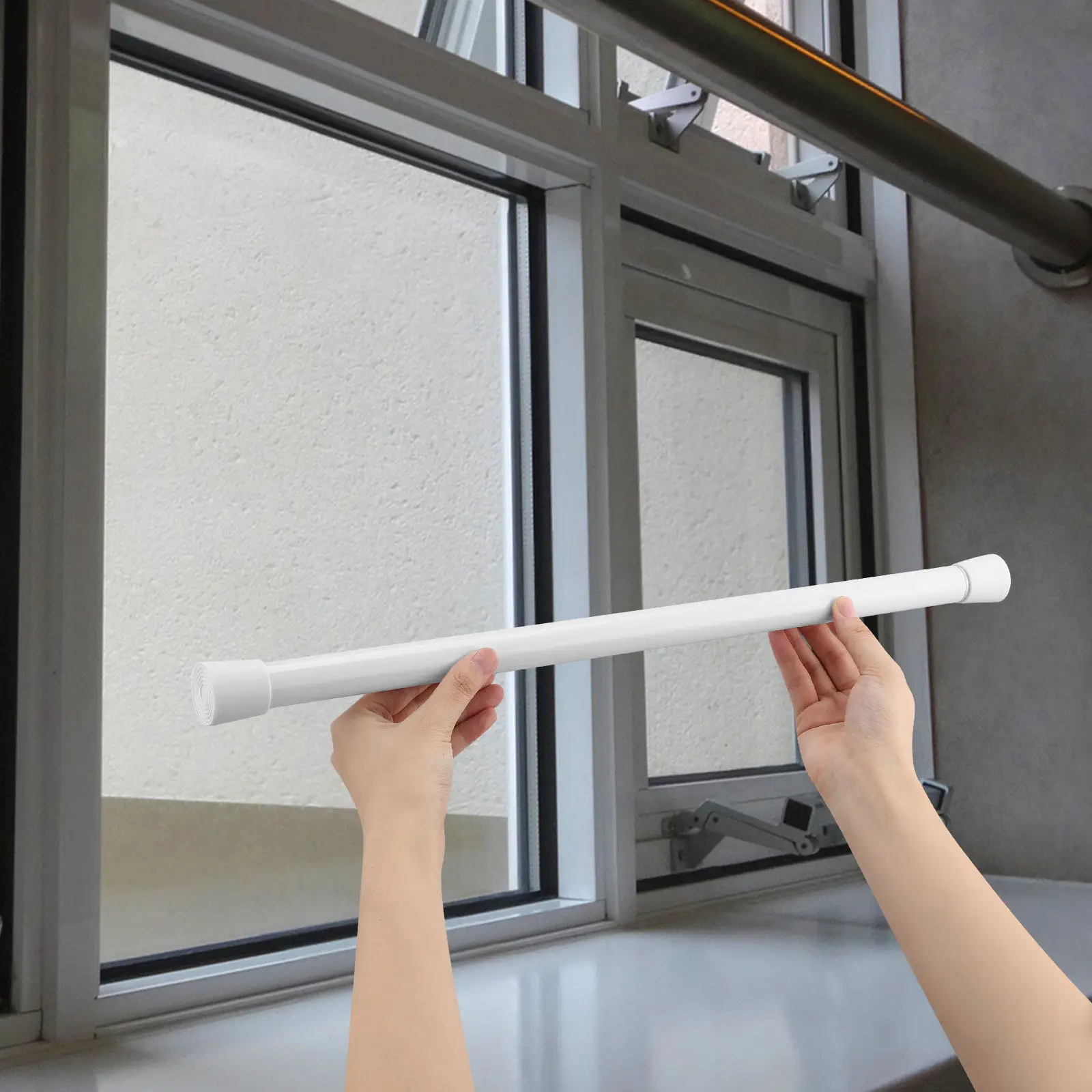 

3Pcs Adjustable Tension Curtain Rod Extendable Telescopic Spring Loaded for Windows Doorways Bathrooms No Drill Installation