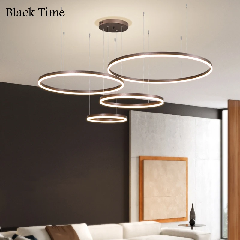 4 Rings Circle Dining Room Pendant Light Modern LED Personalised Living Room Light Home Study Decorative Light Fixtures