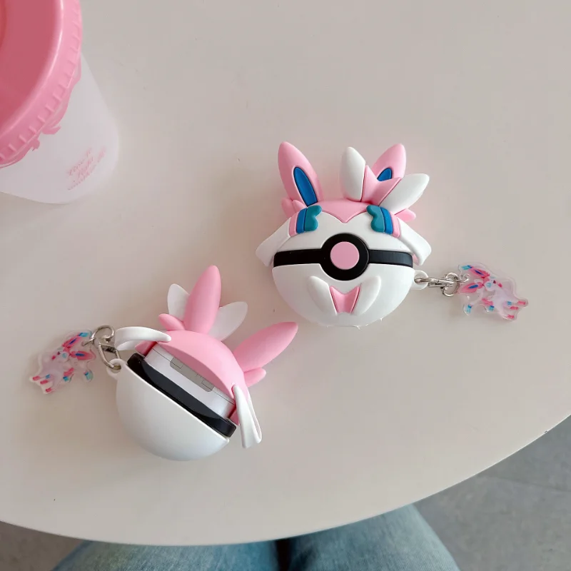 Pokemon Sylveon หูฟังสําหรับ AirPods 1/2 3 4 Pro การ์ตูนซิลิโคนหูฟังป้องกันอุปกรณ์เสริมจี้