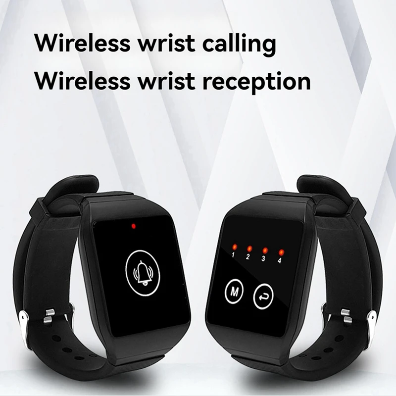 

1 to 4 Wireless Watch Receiver Waiter Call Restaurant Pager for Home Dentist Clinic Office Conference Call-A26I