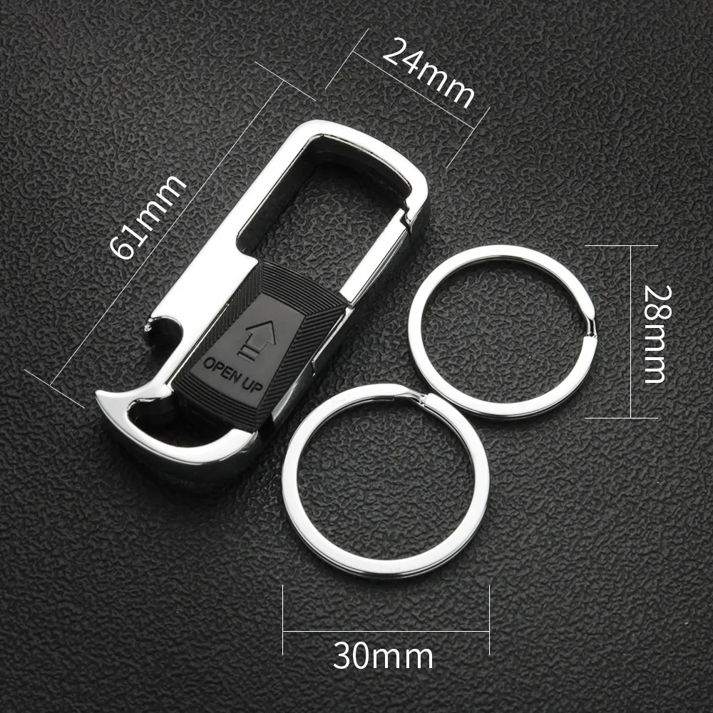 Metal Keychain Car Fob Key Chain Holder Ring Clip with Detachable Valet Anti-Lost for Men Beer Opener Bottle Keyfob K434