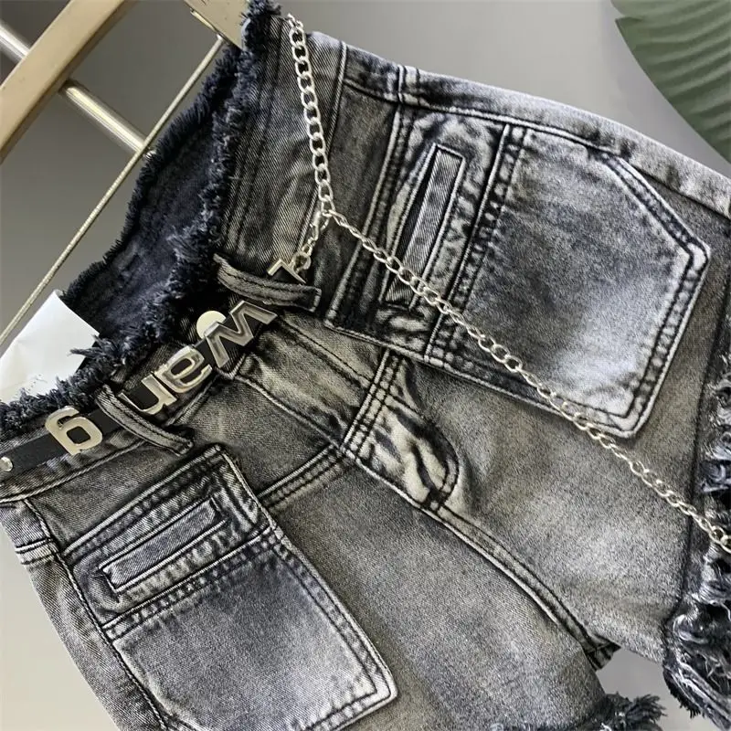 Y2 K Booty Shorts Harajuku Retro Distressed Raw Edge Shorts Voor Dames Hoge Taille Slanke Hete Sexy Meisje Jeans Shorts Nieuwe Streetwear