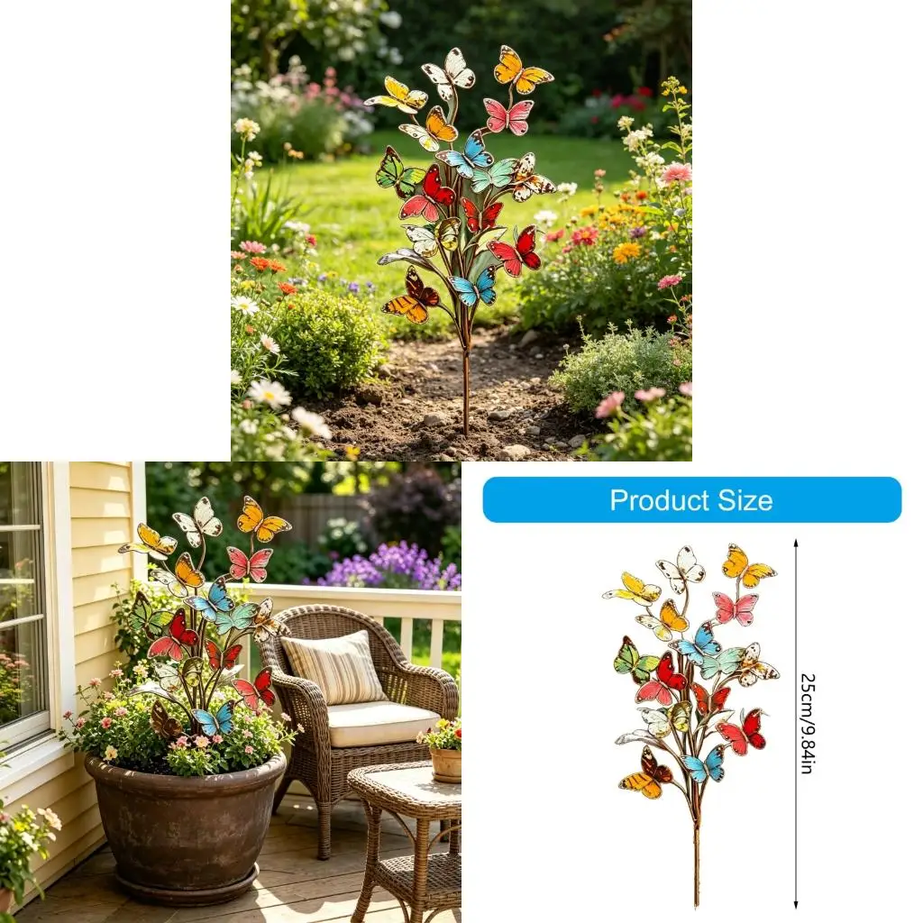  Metal Butterfly Decorative Garden Stakes Yard Art Garden Decorations for Outdoor Lawn Pathway Butterflies Garden Stakes