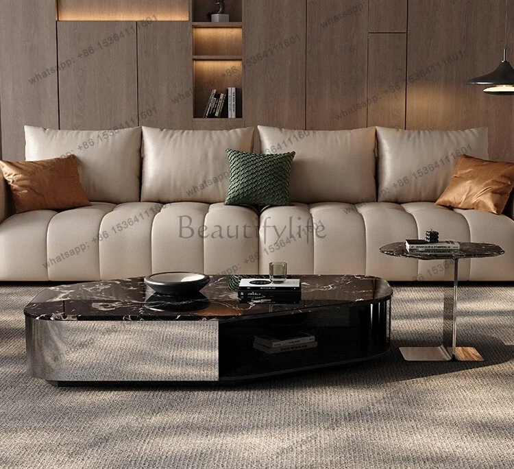 FG40Black rose natural marble luxury stone coffee table home minimalist and advanced sense can be customized