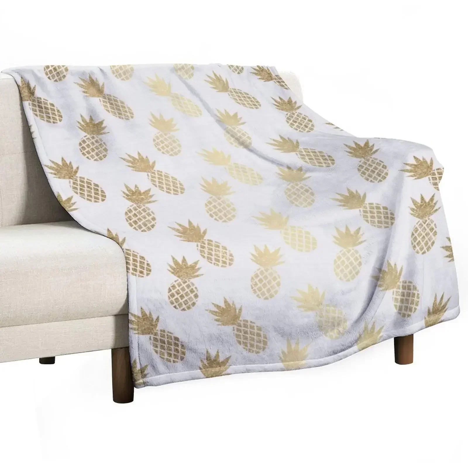 Gold Pineapple Pattern Throw Blanket Weighted heavy to sleep Tourist Baby for sofa Extra Large Throw Blankets