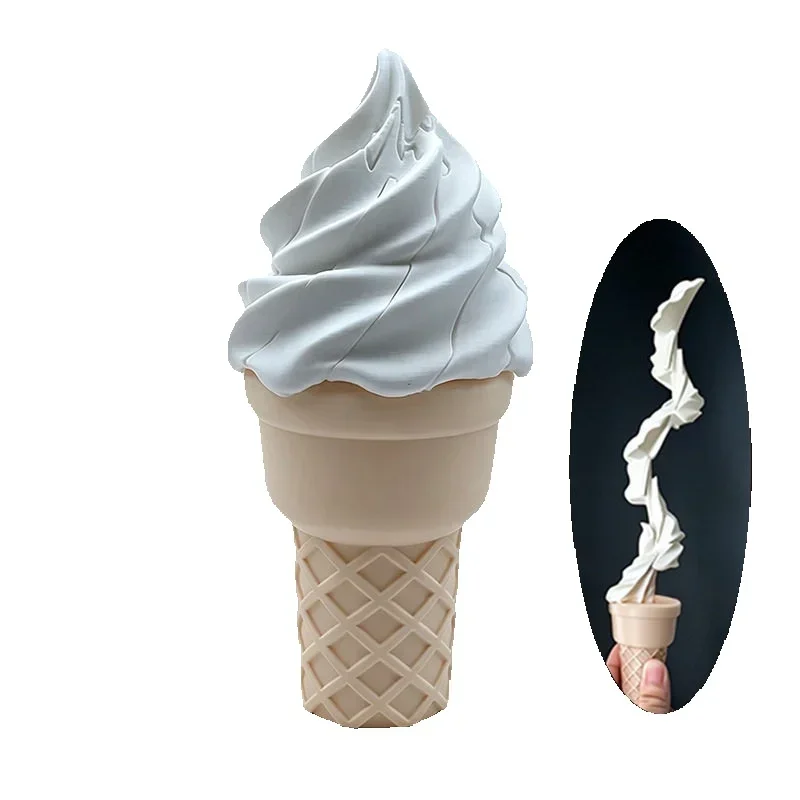 3D Printed Ice Cream Retractable Sword Simulated Dessert Telescopic Toy Creative Fidget Stress Relief Prank Props Novelty Gift