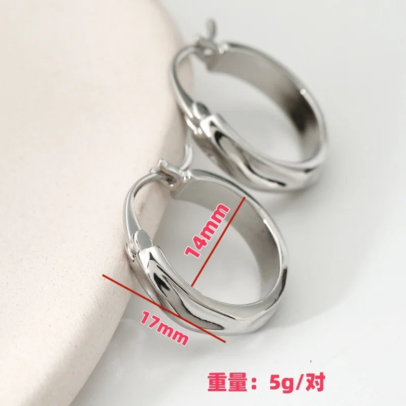 Edelstahl vergoldet glänzend runde Ohrringe für Frauen Mode einfache wasserdichte geometrische INS Creolen Schmuck Geschenk – Detail 1