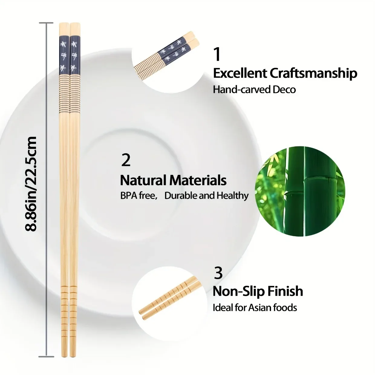 5 Pairs Natural Wooden Chopsticks Japanese Style Tableware One Person One Chopsticks Kitchen Accessories for Restaurants/hotels