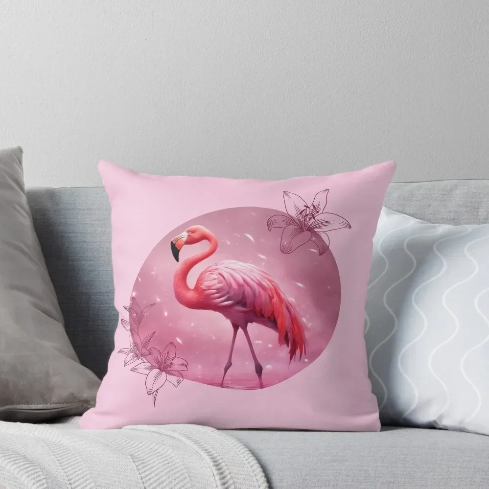 Flamingo with flowers Throw Pillow Decorative Cushions For Living Room Pillow Covers Decorative Room decorating items Pillow