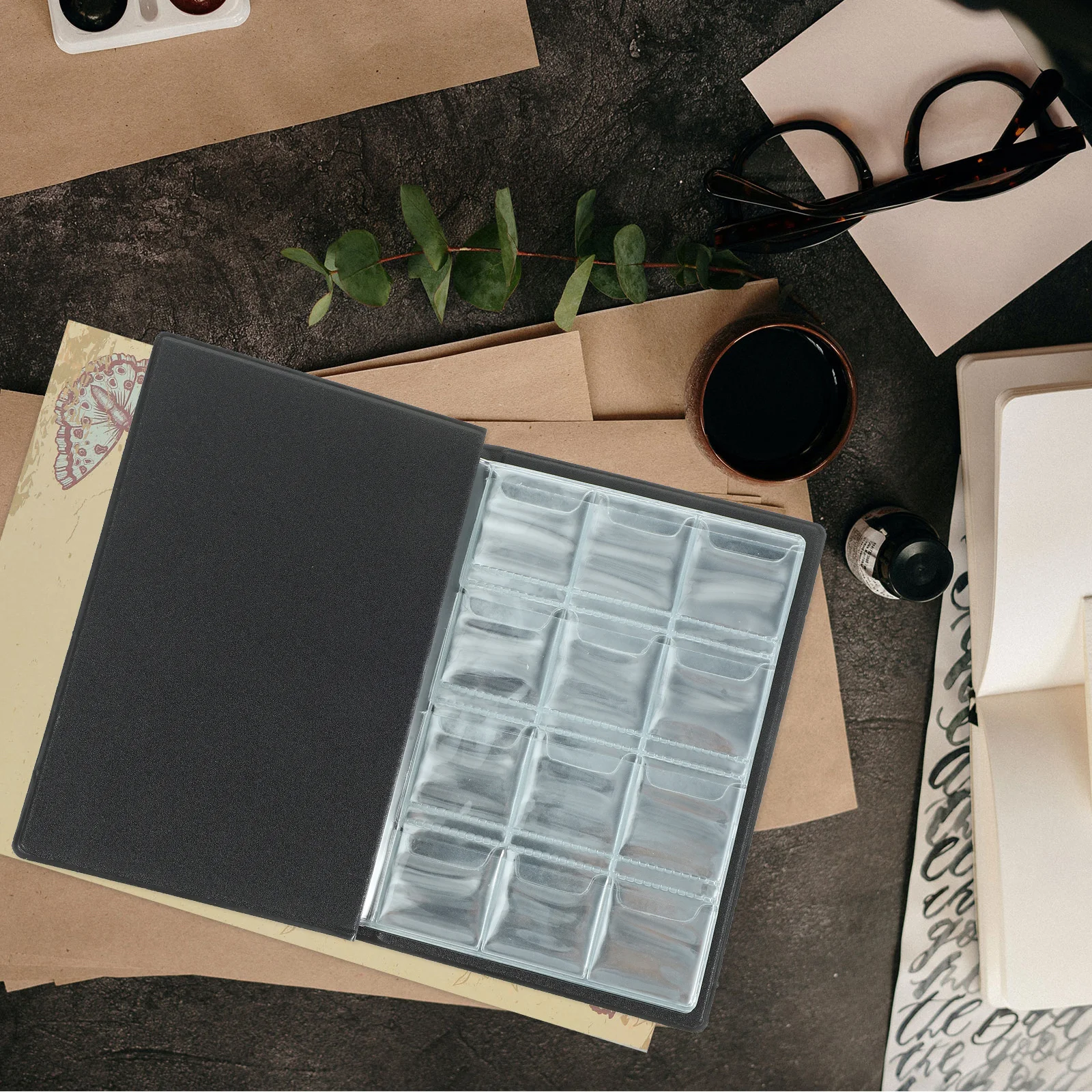 

Coin Organizer Album PU Soft Hand Feeling Stability Durability Easy Carry Storage Book Album for Stamps Commemorative Coin Book