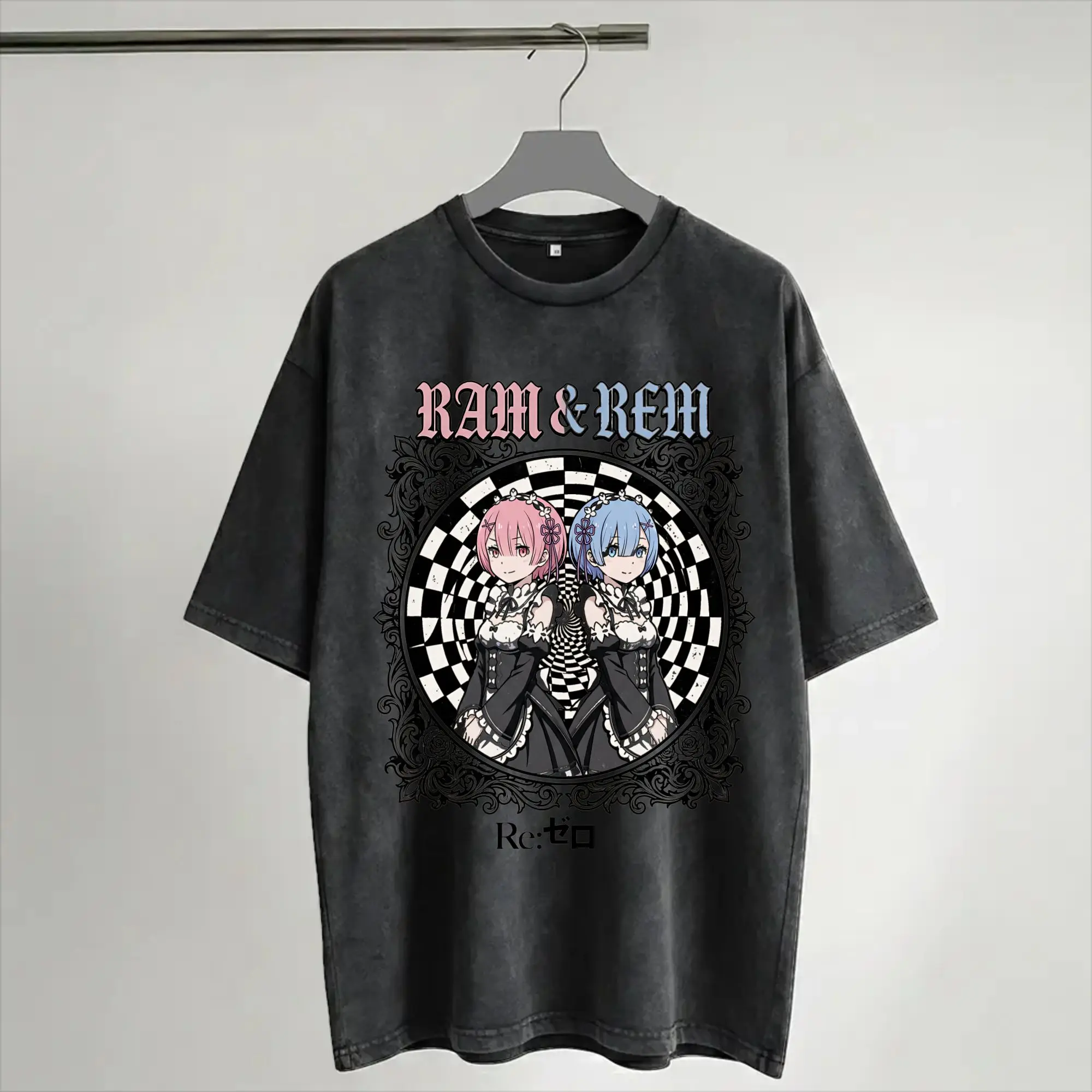 Harajuku Washed Shirt Re:ZERO Starting Life in Another world Merch Novelty T Shirt Oversize  Streetwear Short Sleeve