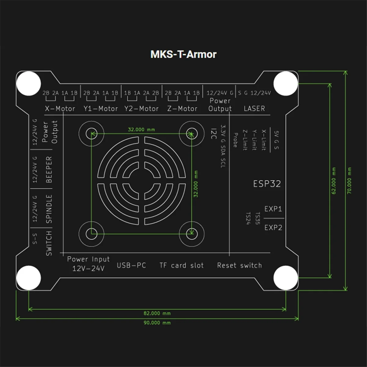 Placa base de grabado láser MKS DLC32 V2.1 de 32 bits sin conexión ESP32