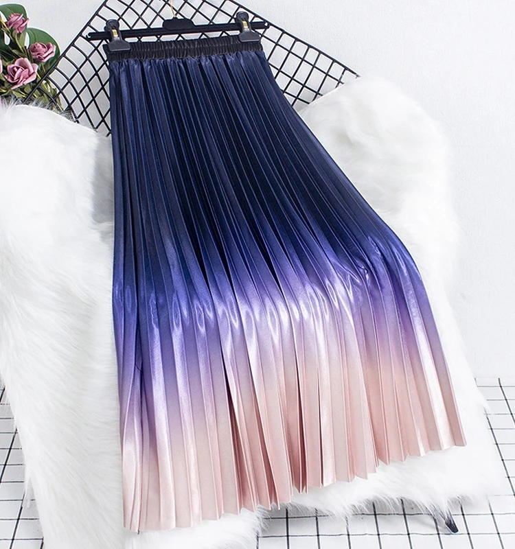 

Adient adient Цвет Плиссированная юбка с эластичной резинкой на талии Юбка-миди с высокой талией Уличная юбка трапециевидной формы для женщин в их 20-х годов