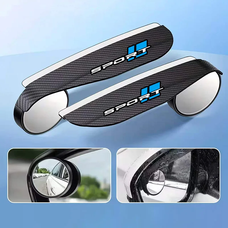 Four Square Blue Sports Car Rearview Mirror Rain Shields, Small Round Mirrors, Integrated Cartoon Reflective Mirrors, Reversing Mirrors, Rain Protection, Waterproof
