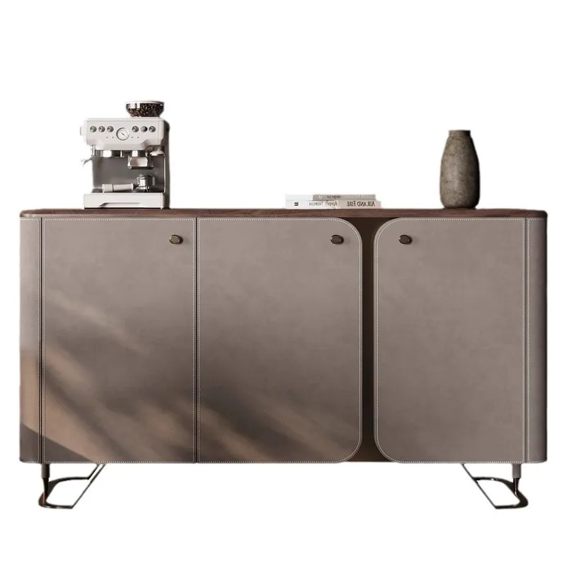 Side Cabinet Solid Wood Light Luxury Italian North American Black Walnut Natural Luxury Stone Premium Living Room