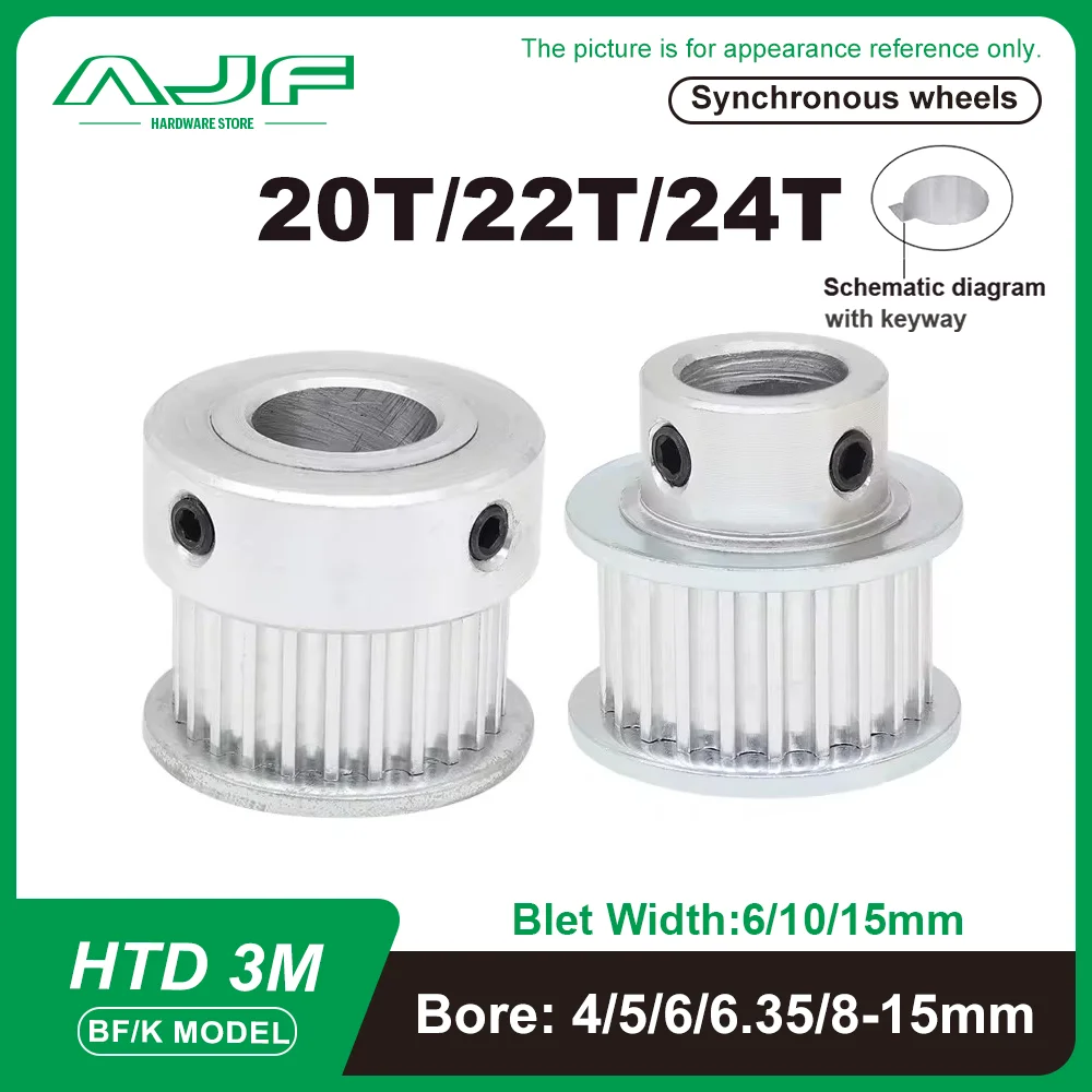 

HTD3M Timing Pulley 20Teeth 22Teeth 24Teeth BF Type Bore 4-15mm Belt Width 10/15mm 20T 22T 24T HTD 3M Synchronous Wheel