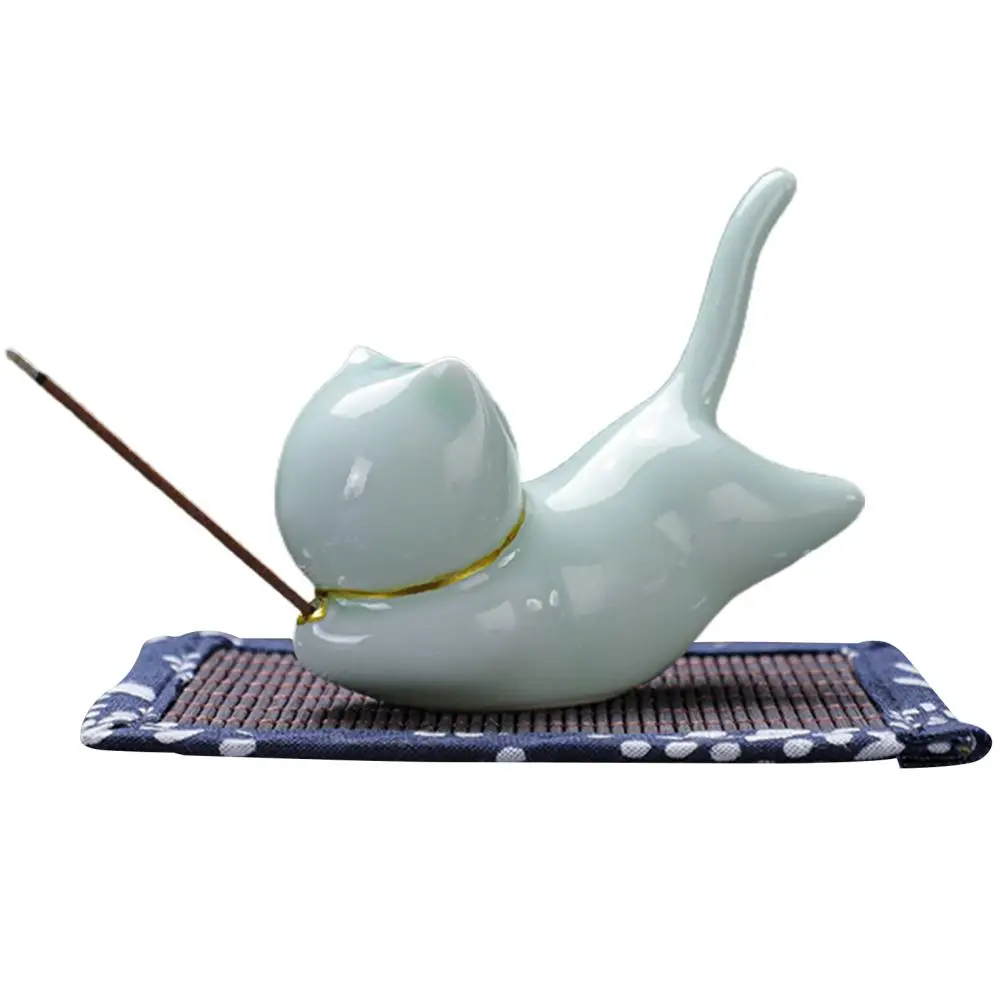 

Incense Stick Holder Cartoon Cat Incense Holder Charming Ceramic Cat Incense Holders Multifunctional Home Decor for Sticks