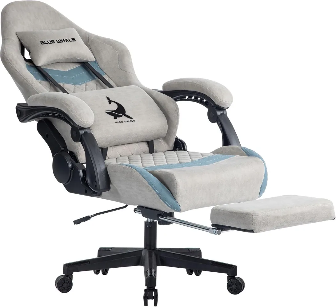 Ergonomic gaming chair for adults, 350lbs capacity, adjustable lumbar support, headrest, footrest, large size reclining design