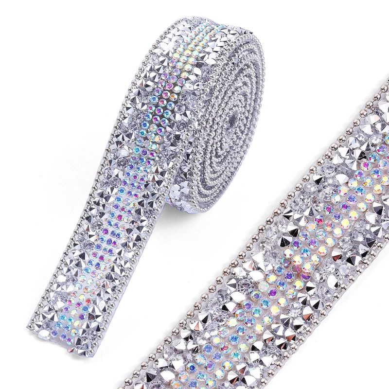DUCTYSTAL 20mm Resin Rhinestone Ribbon Resin Rhinestone Hotfix Triming Chain Craft For DIY Bag.Shoes,dress