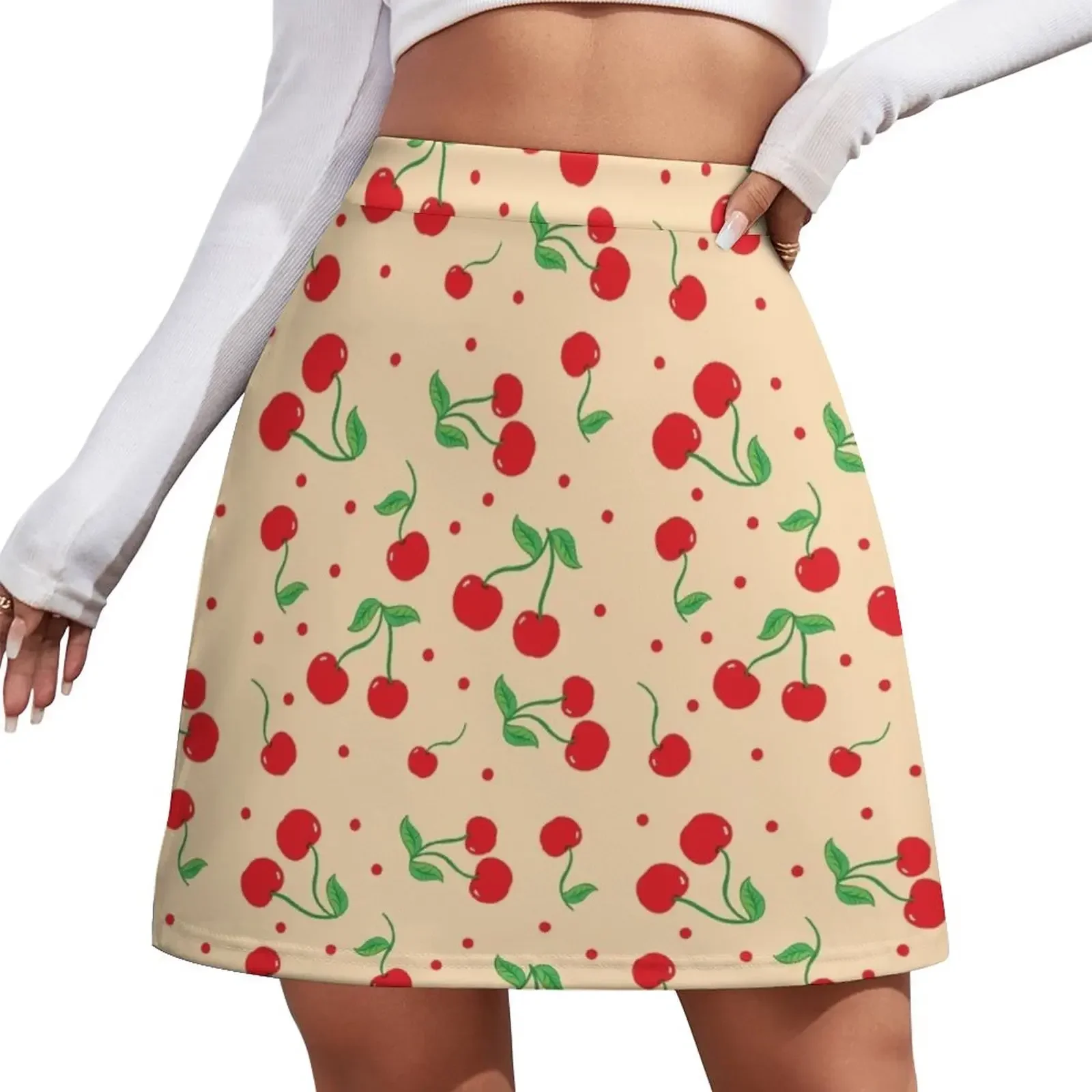 

Cherry Vintage red dots Mini Skirt skirts for woman skirt women luxury clothes women fashion korean clothing