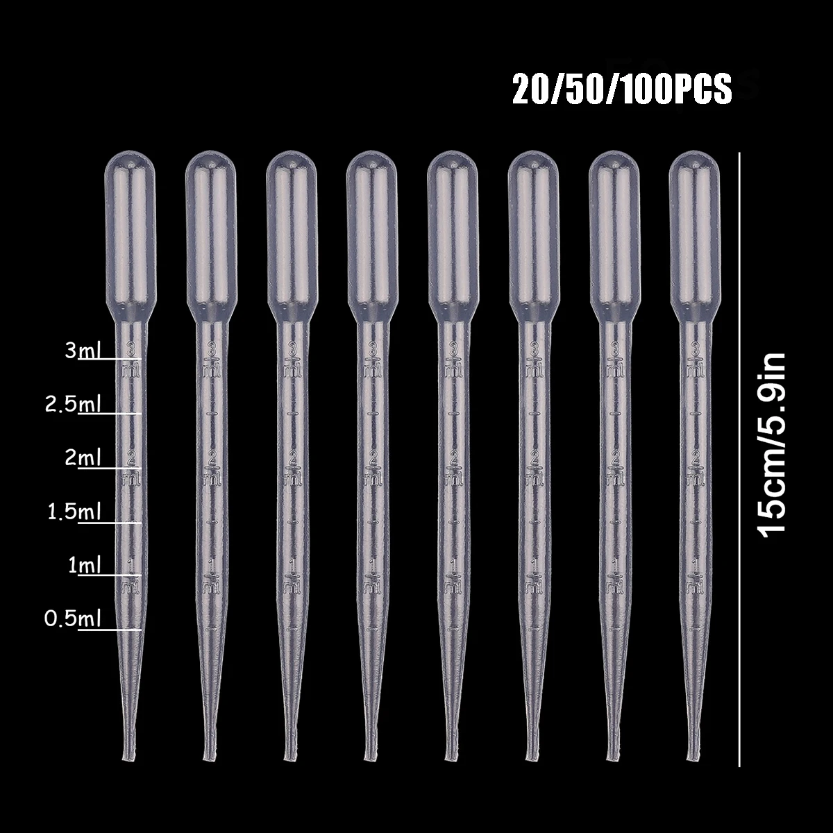 Plastic Resin Tools 20/50/100Pcs 3ML Disposable Squeeze Transfer Pipettes for Silicone Mold UV Epoxy Resin Craft Jewelry Making