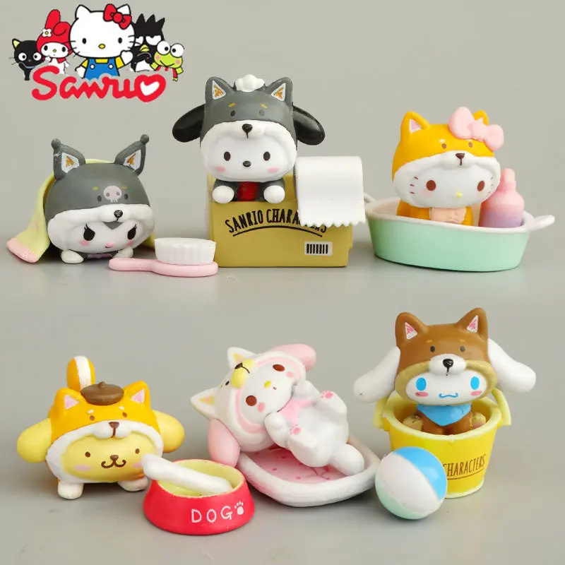 MINISO Melody Kuromi Pochacco DIY Patch Material Figura, Drag Shiba Inu Puppy Series Ornamento, Desktop Doll, Periféricos Brinquedos, Presentes