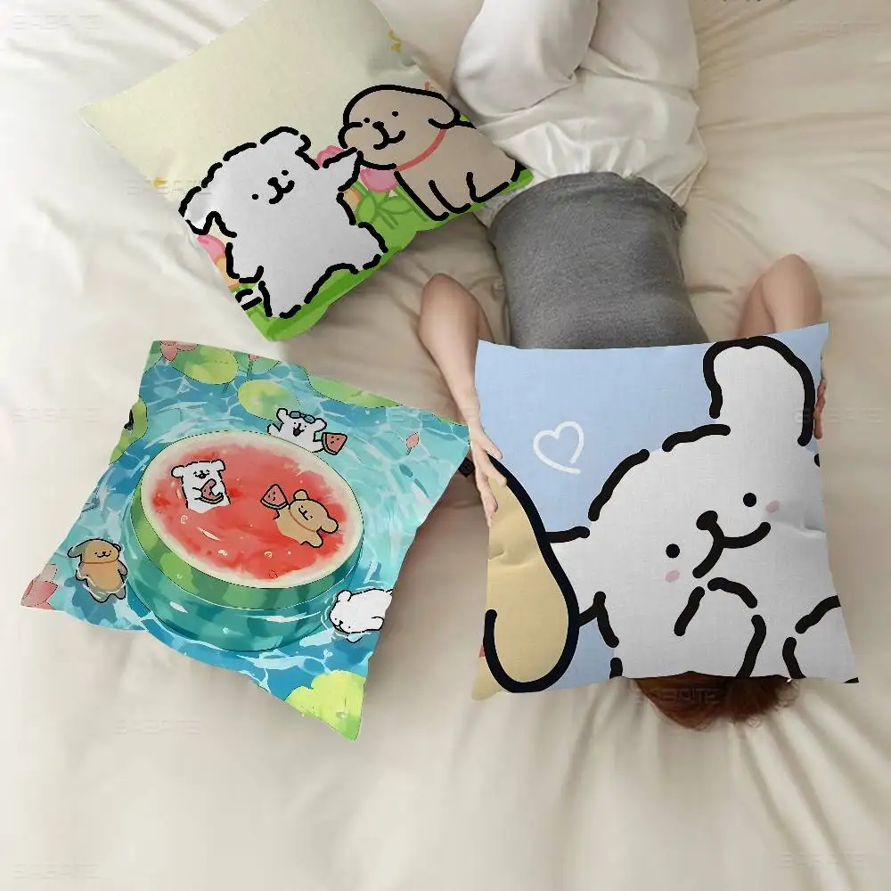 

Cute Line Puppy Maltese Cushion Cover Decorative Pillow Sofa Home Decor Case Pillow Cases