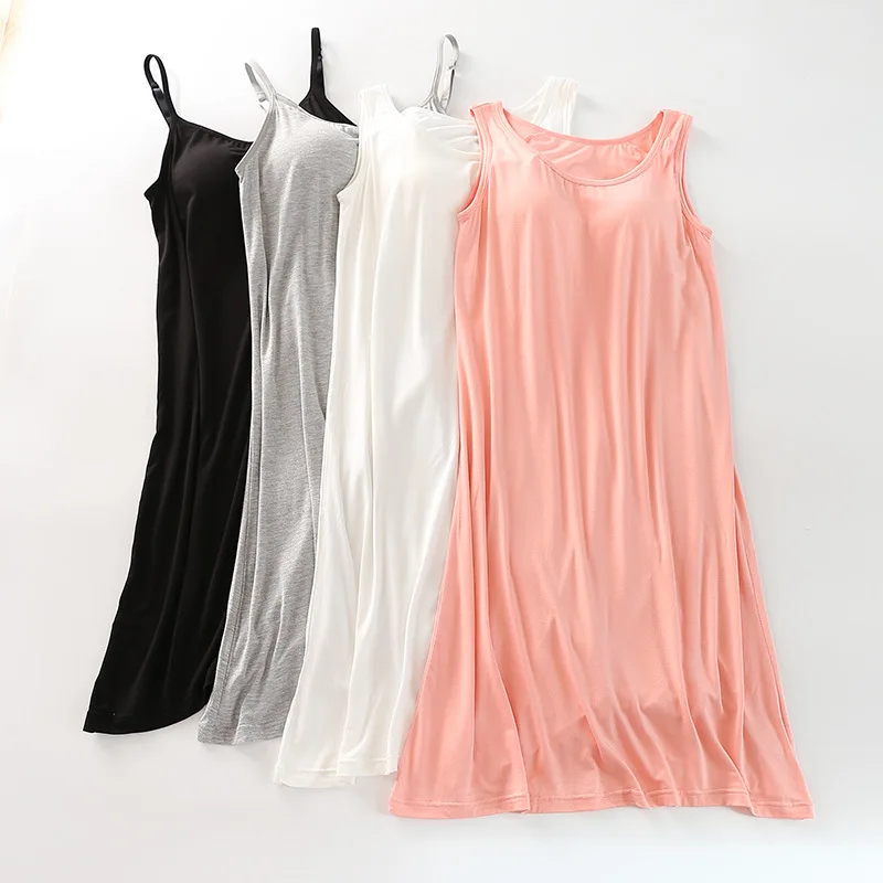 Summer modal ladies nightdress with chest pad vest skirt comfortable home skirt female suspender skirt  sleep wear  nightgown