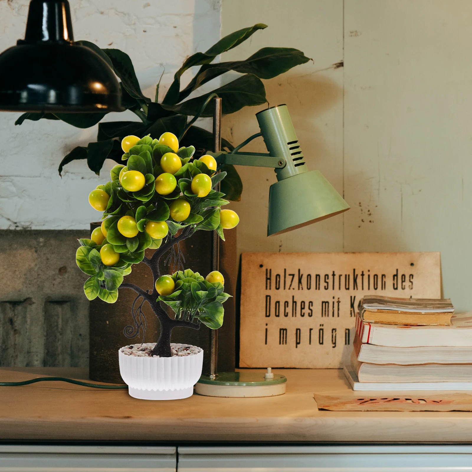 

Faux Fruit Tree Artificial Potted Lemon Bonsai Decor For Indoor Outdoor Home Office Bedroom Simulation Plant Lightweight Pp Pvc