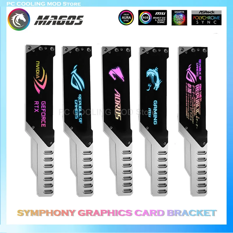 

GPU Holder Bracket Aluminum Alloy Graphics Card Jack 5V 3PIN ARGB/ 12V 4PIN RGB VGA Frame NVIDIA ROG AORUS AURA SYNC Symphony