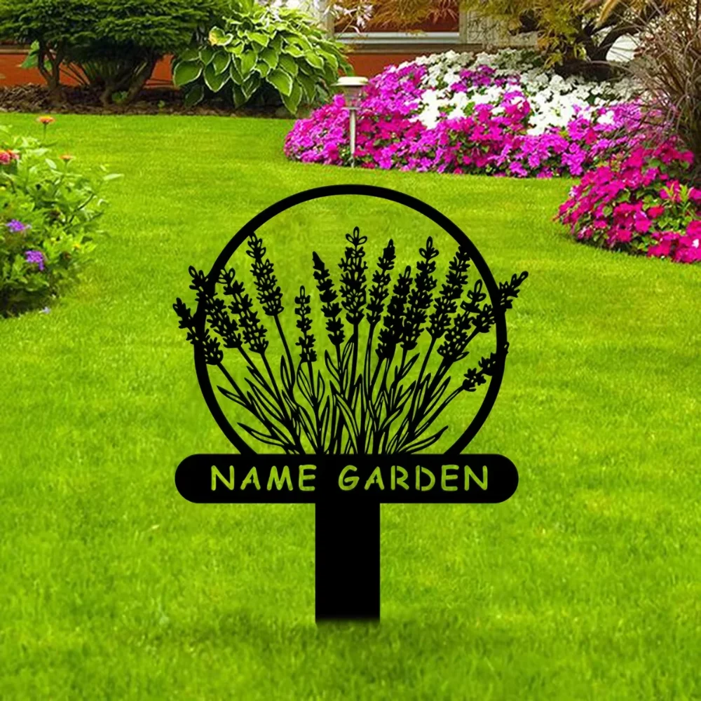 Exquisitely Custom Lavender Flowers Memorial Stake - Handcrafted Metal Sign for Personalizing Outdoor Spaces with Floral Garden