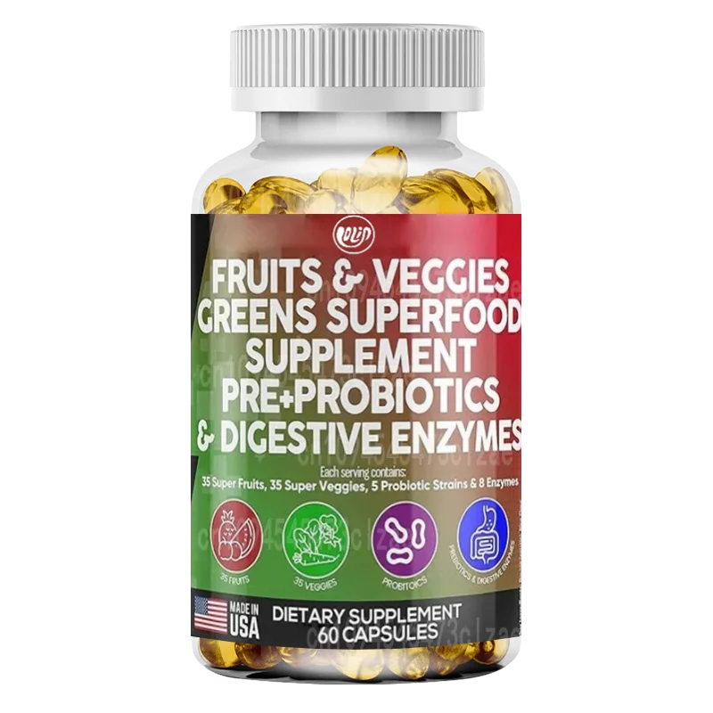 Suplementos de Frutas y Verduras: Probióticos, Probióticos, Enzima Digestiva, Espirulina Natural