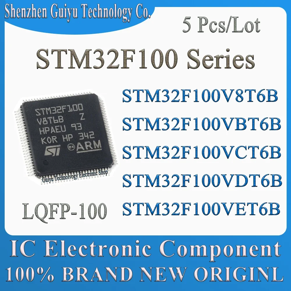 

5 Pcs/Lot STM32F100V8T6B STM32F100VBT6B STM32F100VCT6B STM32F100VDT6B STM32F100VET6B STM32F100 STM32F STM LQFP-100 IC MCU Chip