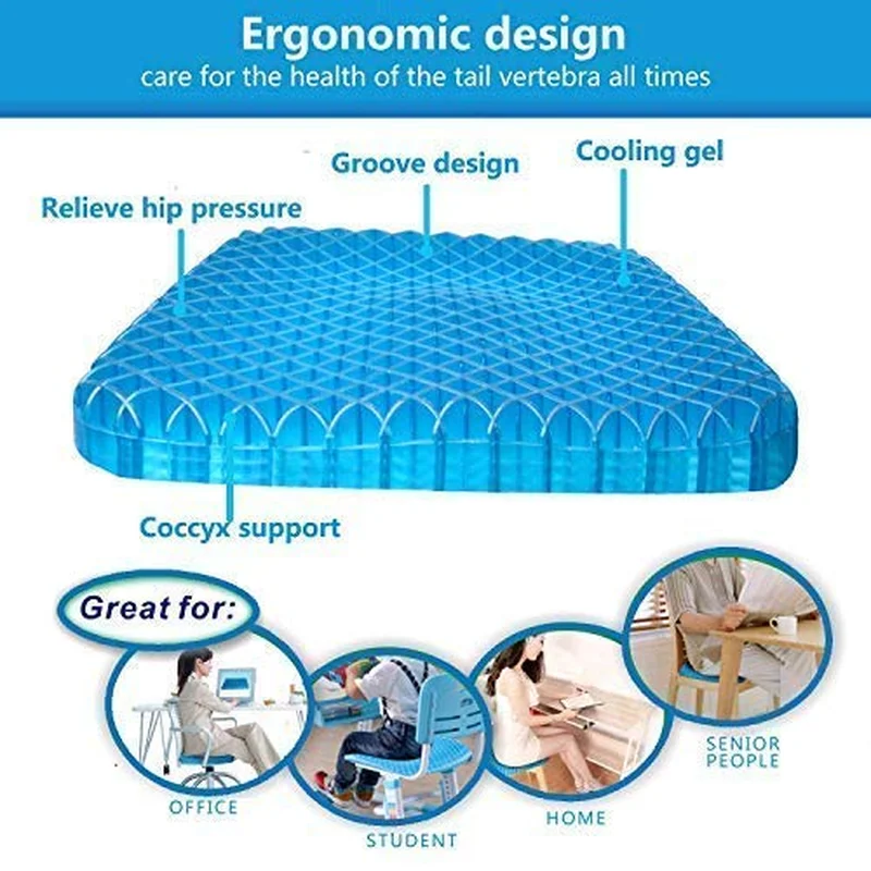 3D Atmungsaktives Sitzkissen aus Latex-Silikon-Gel, Wabenstruktur, Sommer-Kühlkissen fürs Auto, Orthopädisches Sitzpolster, Dropshipping