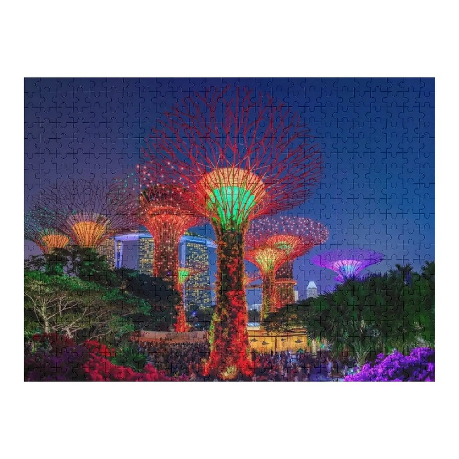 

Light show at the Supertree Grove in Singapore Gardens by the Bay at sunset Jigsaw Puzzle Personalized Toy Iq Puzzle