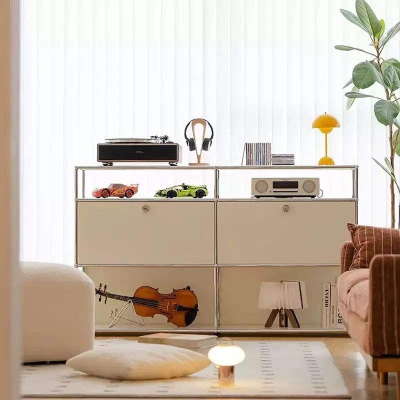 Side Cabinet Stainless Steel Locker Module Combination Household Storage Chest Cabinet Bedside Table