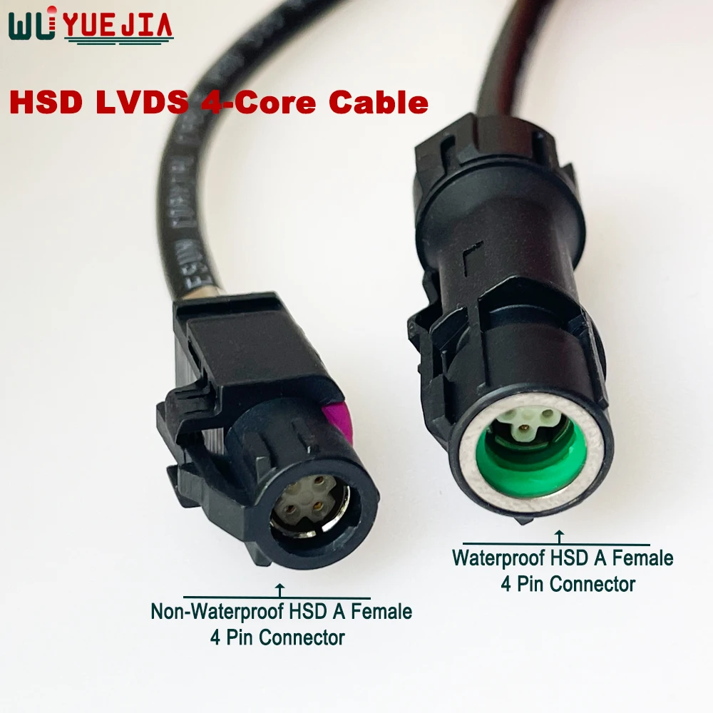 

Black Waterproof HSD A Female to Non-Waterproof HSD A Female Jack 100ohm 4Pin LVDS Cable High Speed 4~Core 535 Line Wire Harness
