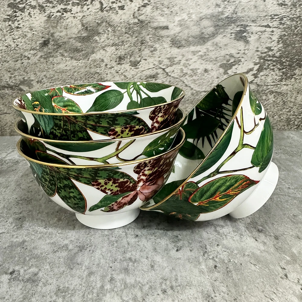 

Luxury Ceramic Salad Bowl Kitchen Soup Noodles Bowl Pasta Fruit Plate Tableware Heat-resistant Design Salad Bowl
