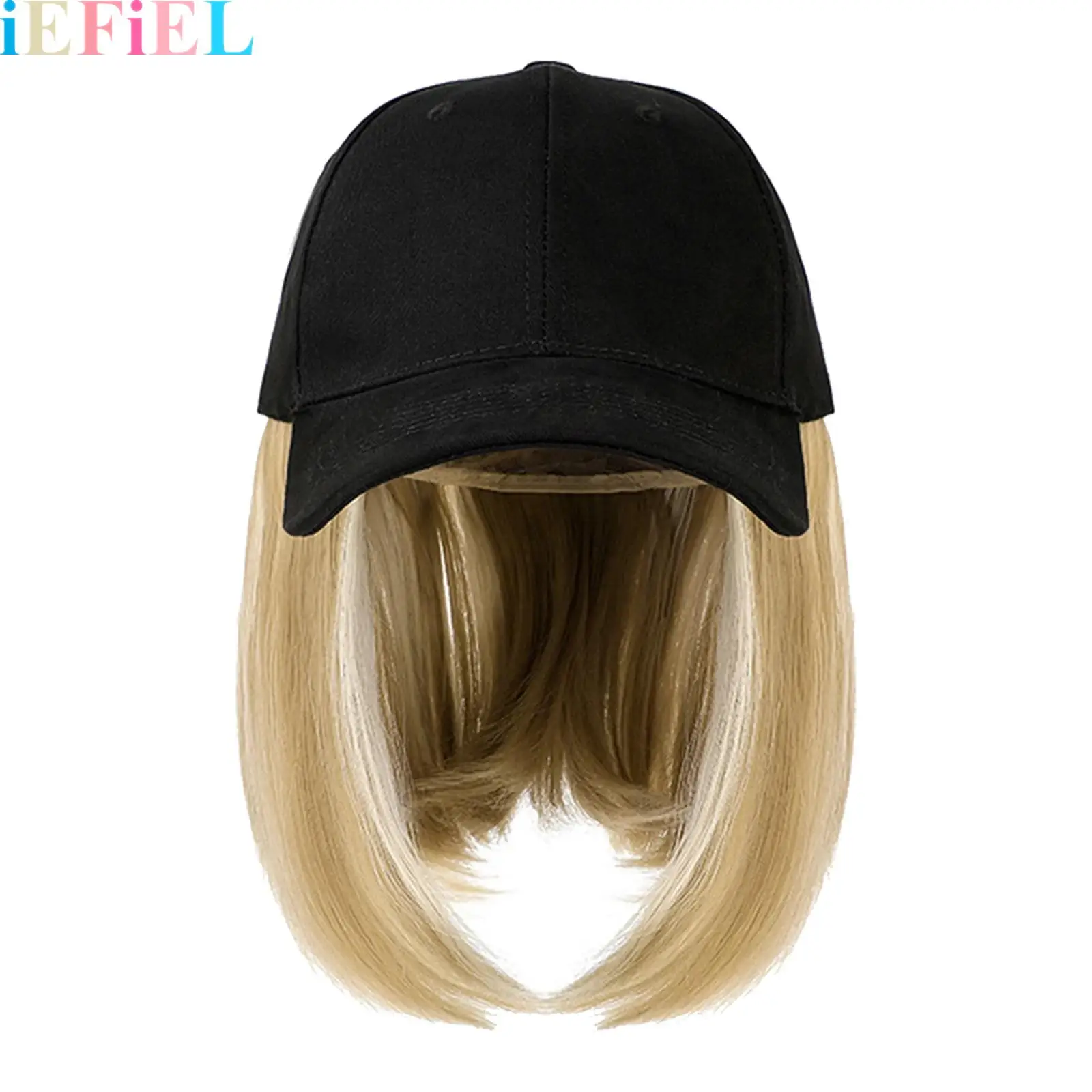 

One-piece Women Hat-wig Full-head Baseball Cap Short Bob Hair Collarbone-length Hair for Outdoor Activities