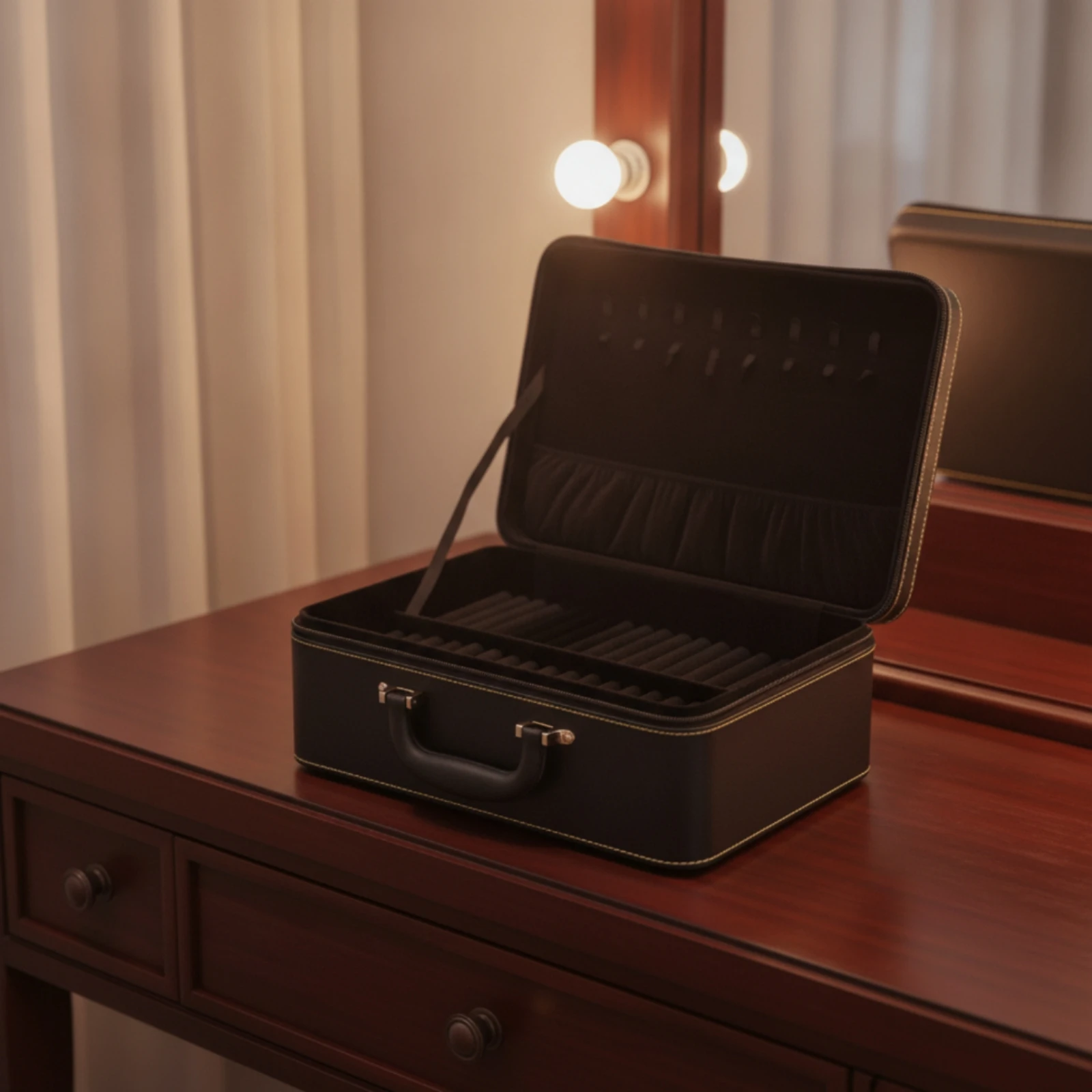 Bracelet Case Portable Bangle Box Jewelry Box with Handle Hard-Shell Jewelry Suitcase Zippered for Travelers, Dressing Table