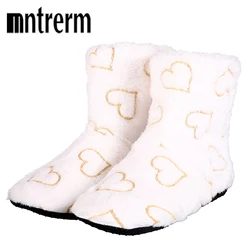 Mntrerm – pantoufles chaudes pour femmes, chaussures d'intérieur d'hiver, en forme de cœur, en coton doux, Design mignon, pour la maison