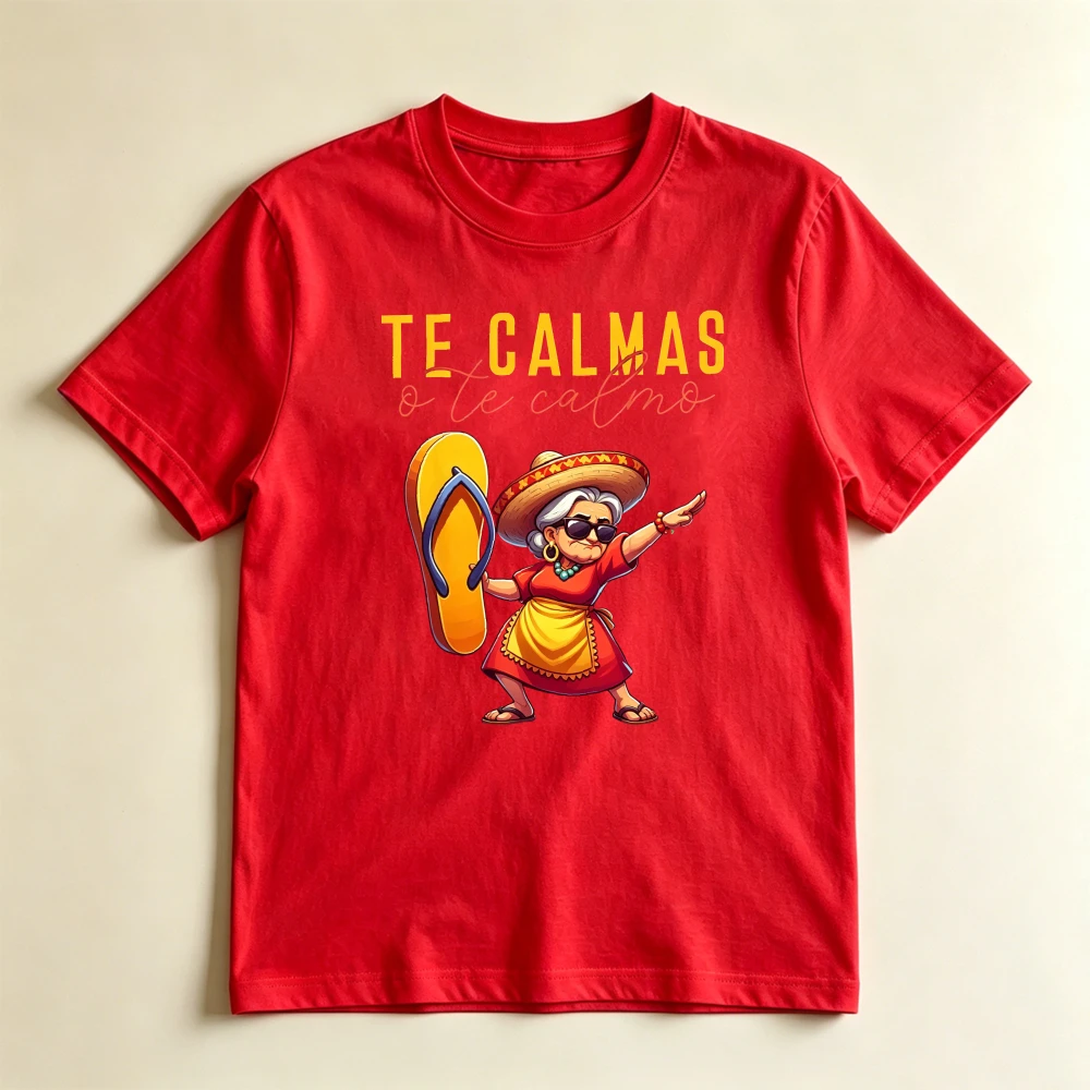 Funny Abuela Holding Flip Flops Graphic T Shirt Women Summer Cartoon Grandma Meme Tee Spanish Slogan Humor Top