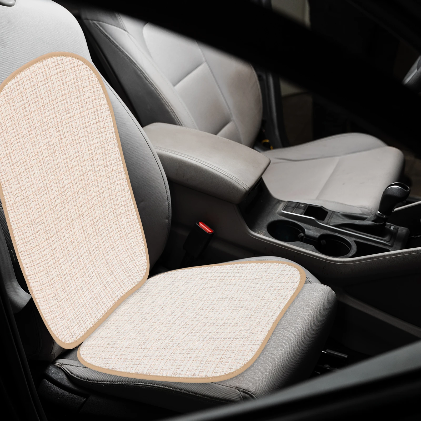 

1 set Car Seat Cushion for Front Seats Comfort Detachable Made Cotton Linen Slip Resistant Keep Clean All Seasons Easy Install