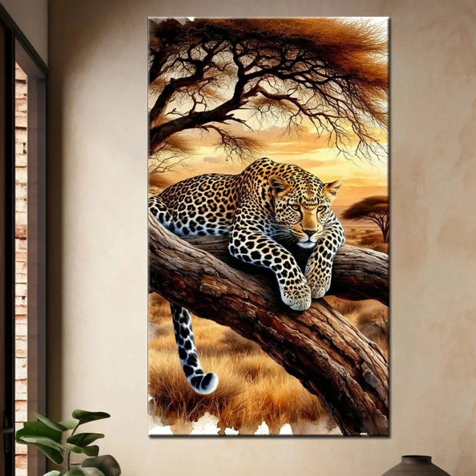 

African Jungle Animal Leopard Diy 5D Diamond Painting Full Square Round New Full Mosaic Embroidery Big Size For Home Decor