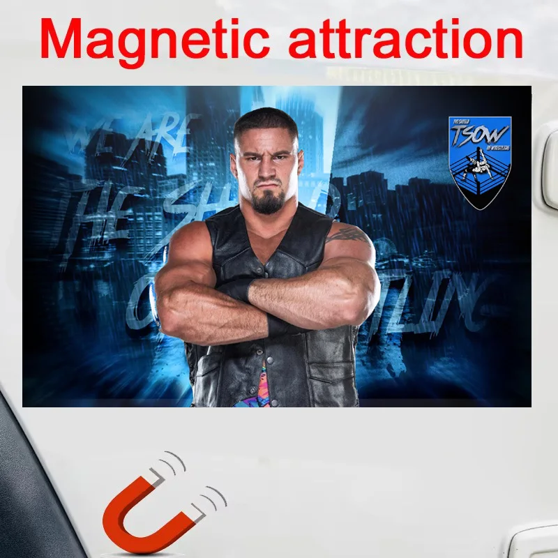 wwe Bron Breakker-Pegatina magnética para coche/refrigerador, diseño de escena magnética