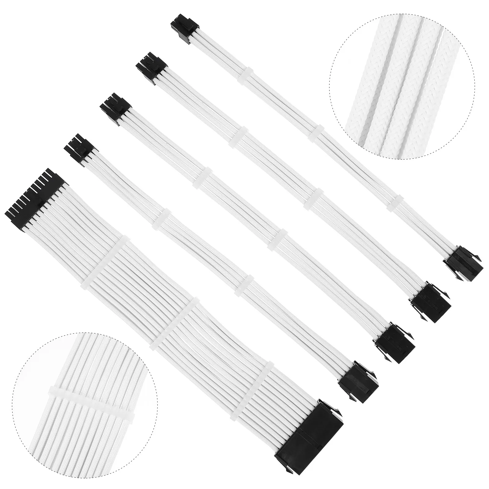 1Set Atx Power Supply Sleeved Cable Extension Kit 300Mm Pcie GPU 6Pin 8Pin 24Pin Computer Accessory Pc DIY Cable Management
