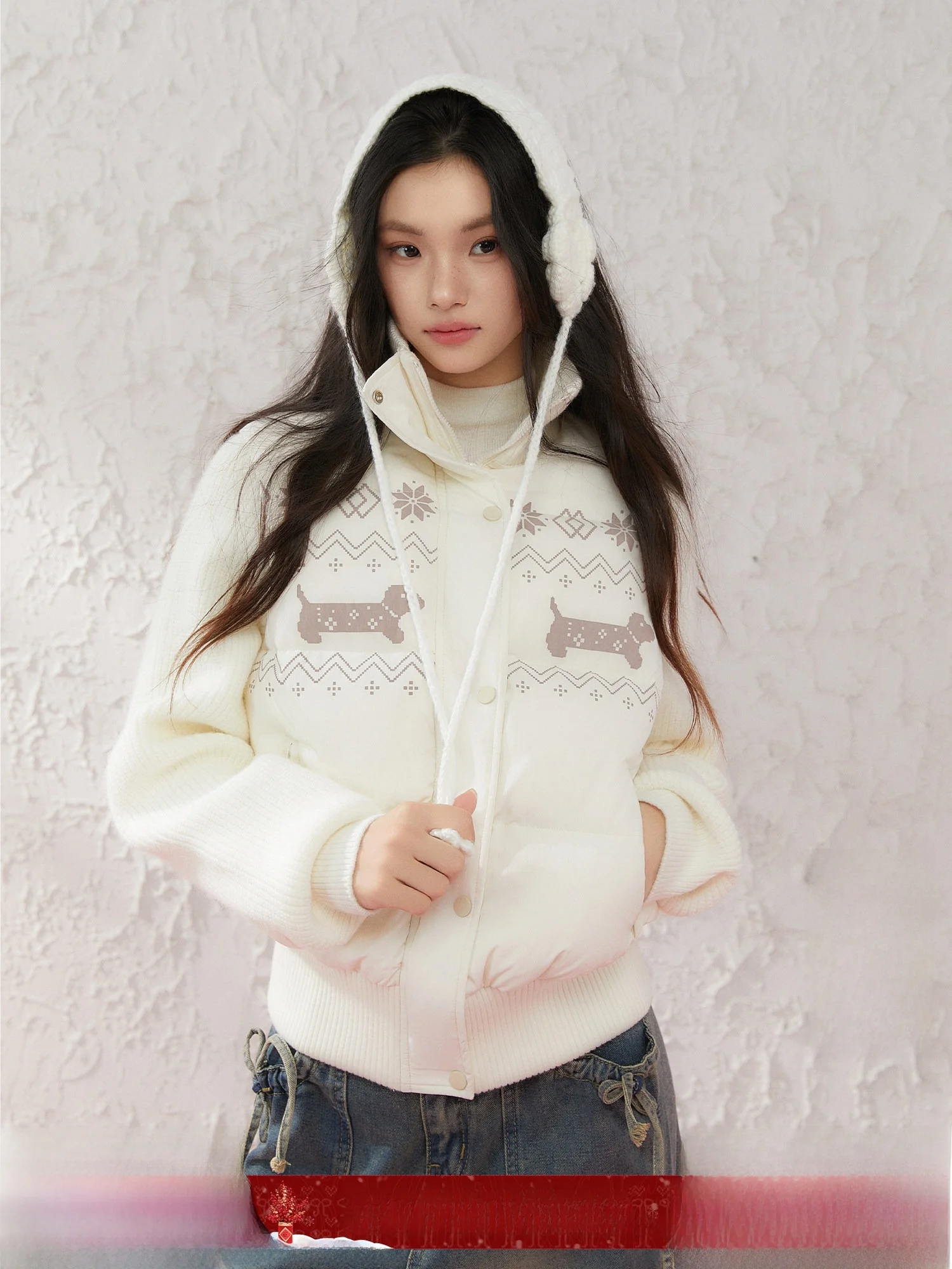 

Sta модное хлопковое пальто Thiened для девочек с принтом собаки-колбаски Sweet Sle Regular Sve Long Sve осенне-зимнее пальто