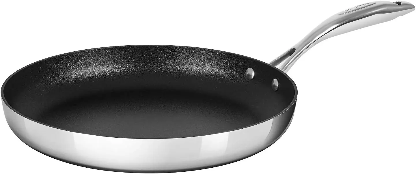 Nonstick Induction Suitable Fry Pan, Mirror Polished Stainless Exterior